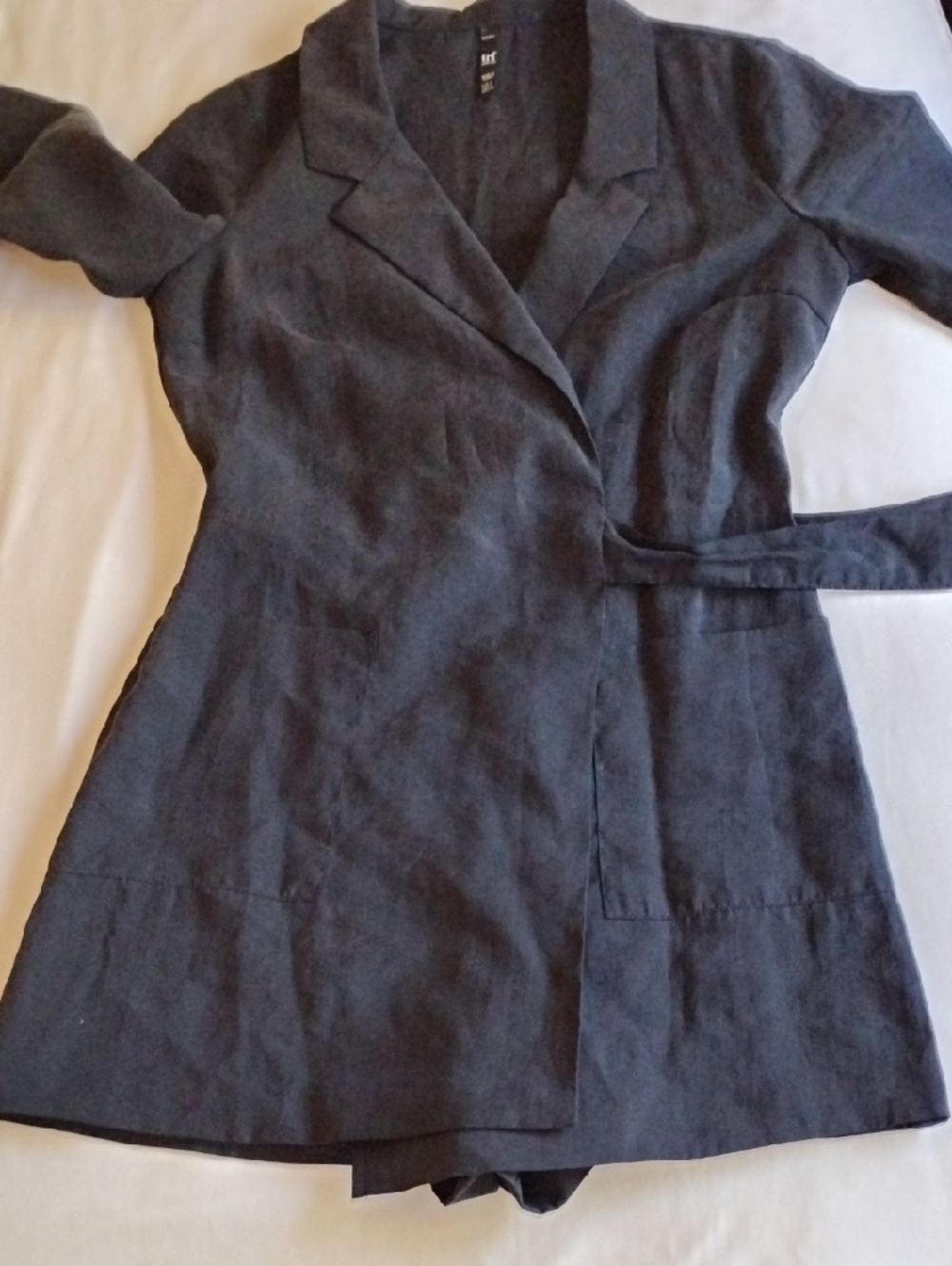 Zara Trafaluc Lyocell Wrap Romper S Blazer Skort Mini Dress Jumpsuit Faded Black - Picture 6 of 12